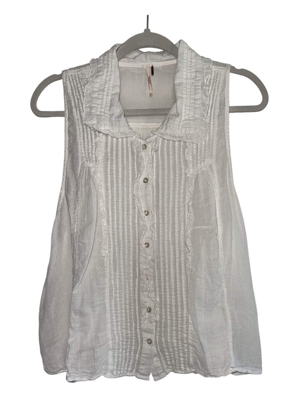 Free People FP One Empire Tiers Tank Top White Cotton Gauze M Like New